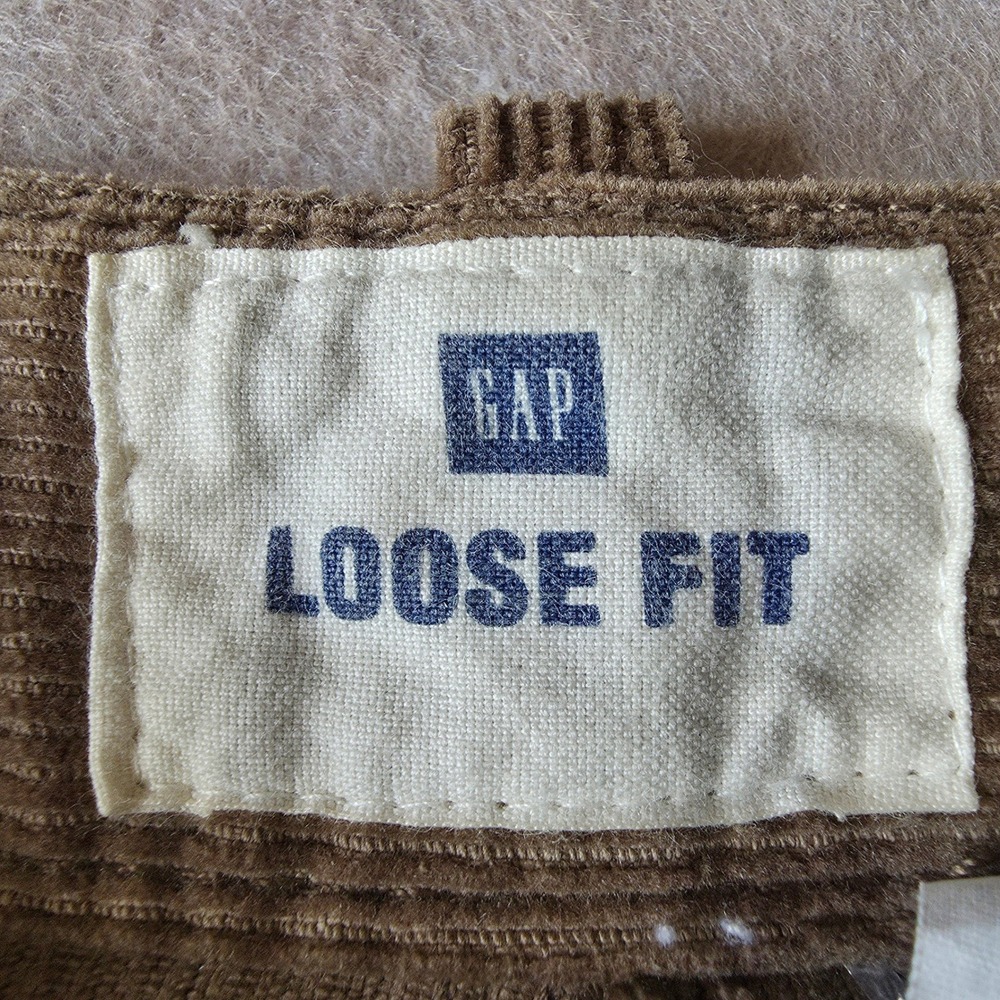GAP Y2K Loose Fit Corduroy Pants 36x30 Brown Baggy Straight Leg Skater Grunge - Picture 5 of 13